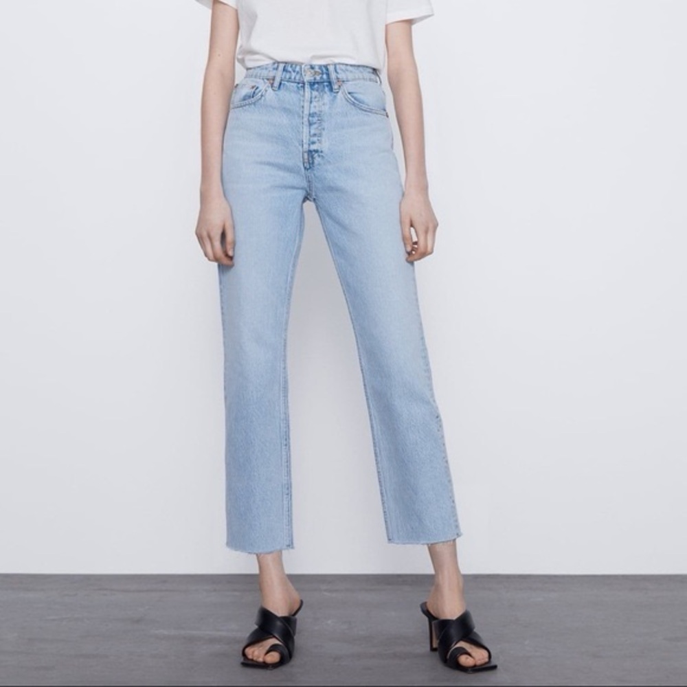 Zara light wash straight leg jean